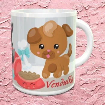 Hrnek se jménem Pejsci a kočicka - Fialová / Plastový 0,29 l