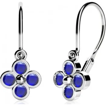 Šperk Couple, Decentní dětské náušnice Alia, bílé zlato a tmavě modré zirkony, 585-53-3-1088.1B00.0.00.002.14