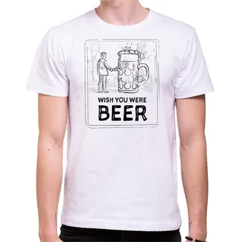 Pánská móda Tričko - Wish you were BEER, Barva látky Limetková zelená (Pouze Dámsky střih!), Střih Pánsky/UNISEX, Velikost XL