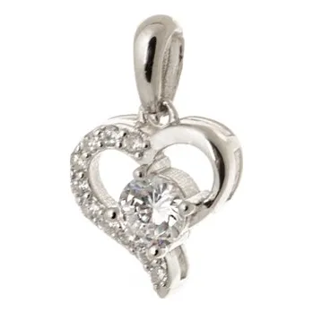 Přívěsek Stříbrný přívěšek srdce s čirými zirkony STRZ0721F