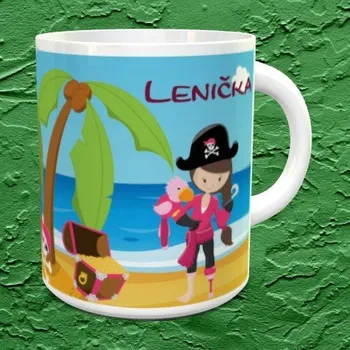 Hrnek se jménem Pirátky - Zelená / Keramický 0,29 l