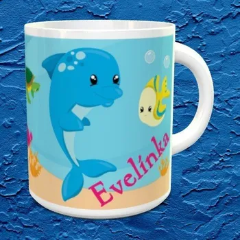 Hrnek se jménem Delfíni moře - Bílá / Keramický 0,29 l