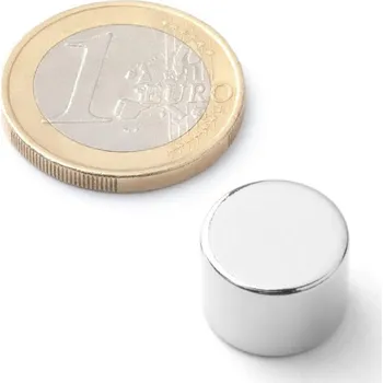Dekorativní magnet SOLLAU Neodymový magnet válec D 14x10 mm, Neodym, N38, poniklovaný