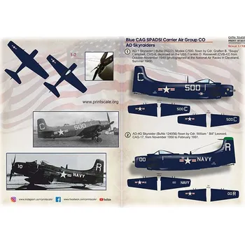 Plastikový model Print Scale 1/72 AD Skyraiders (wet decals)