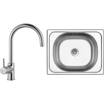 Nerezový dřez Set Sinks (dřez Classic 500 M 0,5 mm, matný + baterie Vitalia Chrom - lesklý) CL5005MVVICL