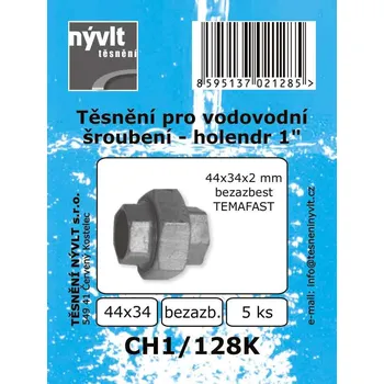 Instalatérský materiál SADA těsnění holendru 1" ploché - bezazbest 34 x 44 x 2 mm - CH1/128K - nahrazuje CH1/128B