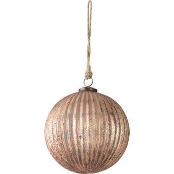 Vánoční dekorace Zlato bronzová vánoční koule s žebrováním a patinou - Ø 16*16 cm