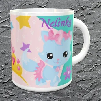 Hrnek se jménem Kočička a pejsek - Modrá / Keramický 0,29 l