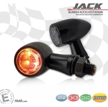 Osvětlení pro motocykl Zadní blinkry na motorku s koncovým a brzdovým světlem "JACK" černý, kovové pár