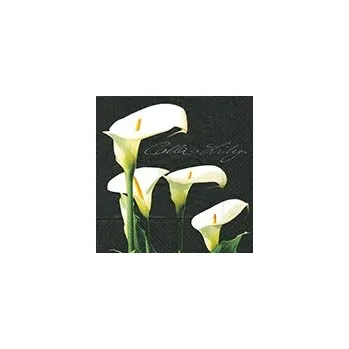 Papírový ubrousek Dezertní třívrstvé ubrousky Calla lily black, 20 ks - 33*33 cm