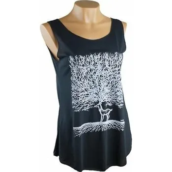 Dámské tílko na široká ramínka Jóga - Jelen - Černá