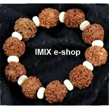 Náramek Rudraksha Japa Mala Střední s broušenými kameny