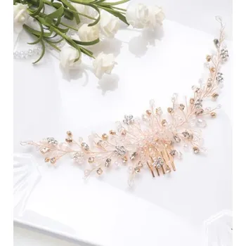 Ozdoba do vlasů Vintage hřeben do vlasů Jůlie - 30 cm - rosegold