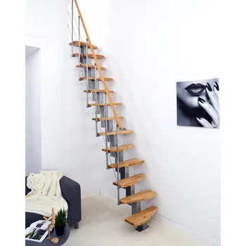 Mlynářské schody Minka Quatro - BUK bezbarvý lak, modulové schodiště, hranatá konstrukce