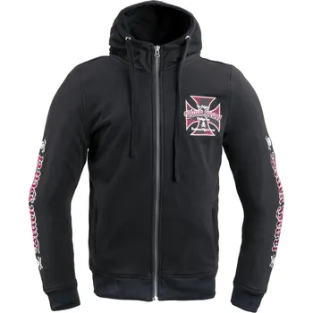 Moto bunda W-TEC Black Heart Pánská mikina Vintage Iron Hoodie černá - 4XL