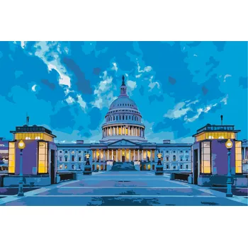 Malování podle čísel - Washington DC - Capitol Velikost: 40x60cm, Rámování: Pouze srolované plátno