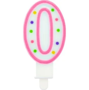 Godan Svíčka s puntíky na dort "0" Barva: Růžová