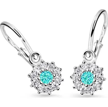 Náušnice Cutie Jewellery Dětské náušnice z bílého zlata C2749B Zeleno-modrá