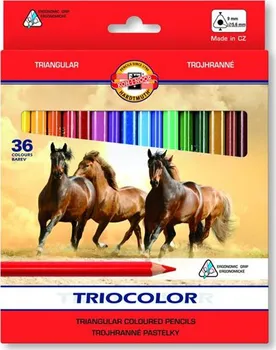 Pastelka KOH-I-NOOR Triocolor trojhranné pastelky středně silné 36 ks koně