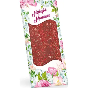 Čokoláda Selllot, s.r.o., K Hájům 34, 155 00 Praha 5 - Vyrobeno v EU Mamince - mléčná čokoláda s jahodovým posypem 175 g