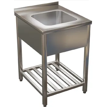 Nerezový dřez Dřez nerez KSVIR s lisovanou vanou a roštovou policí - hloubka 700mm Délka x hloubka: 500x600mm