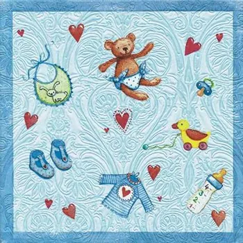 Papírový ubrousek Dezertní třívrstvé ubrousky Baby`s world Blue, 16 ks - 33*33 cm