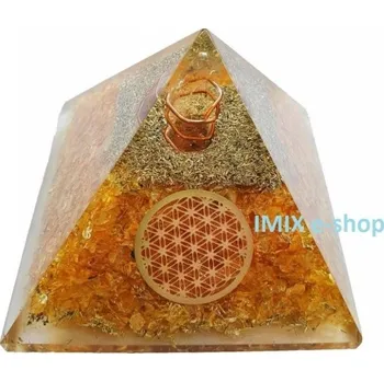Orgonitová pyramida Slunce v duši s květem života 6,5x6,5 cm