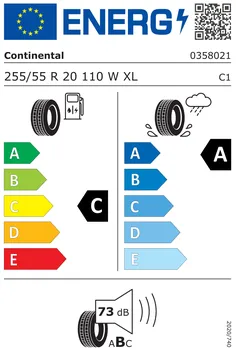 energetický štítek letní osobní pneumatiky Continental PremiumContact 6 255/55 R20 110 W XL FR SSR