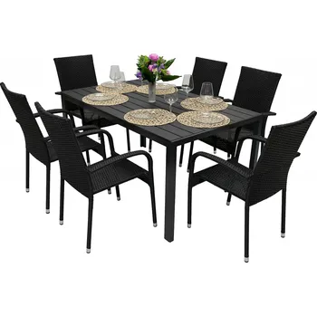 Jídelní set DEOKORK Zahradní ratanová sestava SIENA 1+6 (různé délky) stůl 150x90 cm