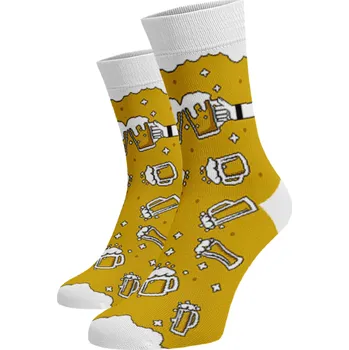 Dámské ponožky Veselé pivní ponožky Žlutá Bavlna 42-44
