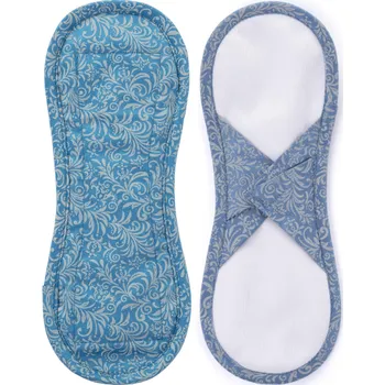 Menstruační vložka Bamboolik Látkové menstruační vložky biobavlna - satén (suchý zip) Šedomodré ornamenty