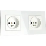 Milio 9626 skleněná dvojzásuvka bílá