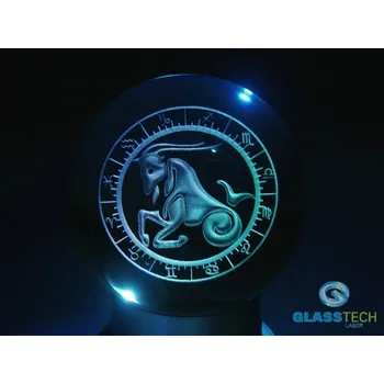 3D puzzle 3D KOZOROH ve skl. kouli 80 mm (Laserované 3D znamení KOZOROHA v křišťálové kouli 80 mmrukavice + kazeta)