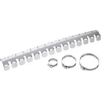 Výfuk pro motocykl ACCEL ochranný kryt výfuku (výfukového kolene) hliníkový barva stříbrná (s páskami)