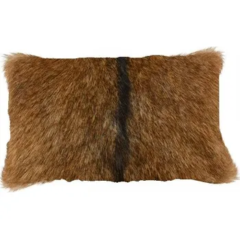 Dekorativní polštářek Hnědý polštář s tmavým pruhem z kozí kůže - 50*30*10cm