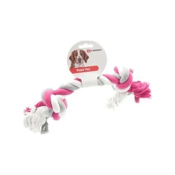 Hračka pro psa Flamingo hračka pro psa 2 uzel bavlna XL 40 cm 350 g šedo-bílo-růžová
