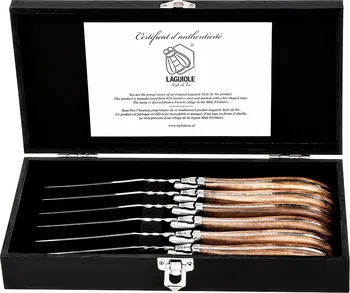 Kuchyňský nůž Laguiole Luxury steakové nože 6 ks olivová rukojeť 