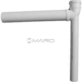 Kouřovod Ricomgas Koleno odkouření 87,5° s patkou, zkrácené, šroubovací 80 mm, délka 490 mm, 10080PBS2