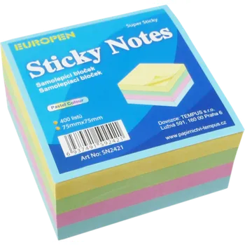 Samolepící bloček Samolepicí bloček Notes - 75 x 75 mm - pastelové barvy - 92421