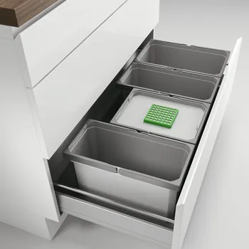 Odpadkový koš Cox® Box 235 S/1000-4 Bio, Abfallsammler für vorhandene Auszüge, hellgrau