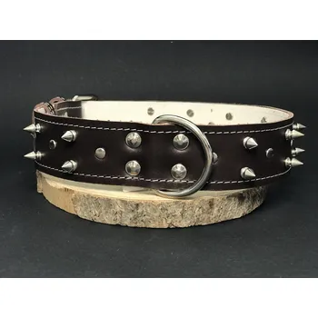 Obojek pro psa Palkar obojek z kůže hlazenice pro psy zdobený hroty 60 cm x 40 mm hnědý (Palkar obojek z kůže hlazenice pro psy zdobený hroty 60 cm x 40 mm hnědý)
