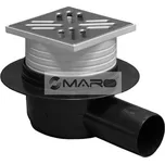 Plast Brno Vpusť podlahová s nerezovou mřížkou 100 x 100 mm s bočním odpadem 50 mm, suchá klapka, SI50C01