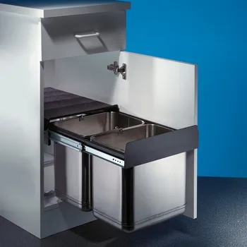 Odpadkový koš Edel Double 2, Odpadkový koš pro otočné dveře, nerezová ocel