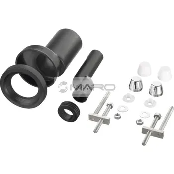 Haas Sada připojovací pro závěsné WC klozety excentrická o 2,5 cm, 18 cm, PE, krytky bílé+chrom, 3282