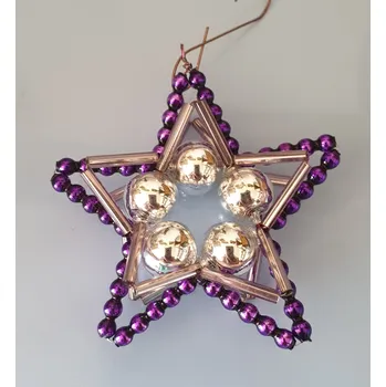 Vánoční ozdoba Vánoční hvězdička Ø6cm - 3D-fialová/stříbrná