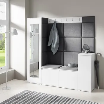 Předsíňová stěna Eka Předsíňová stěna s čalouněnými panely Trinity 28 - Bílá / Černá 2316