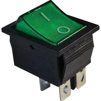 vypínač Tracon TES-44 Kolébkový vypínač, ON-OFF, 2-polohový, zelený 16(6)A, 250V AC (Tracon TES-44)