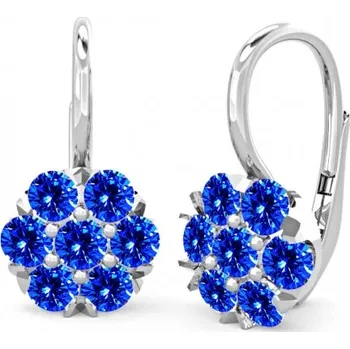 Náušnice Couple, Květinové náušnice Carin, bílé zlato s&nbsp;tmavě modrými zirkony, 585-66-3-0281.1B00.0.00.002.07