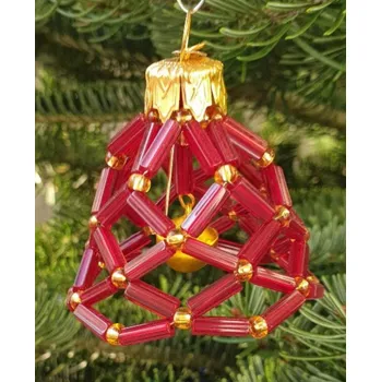 Vánoční dekorace Korálkový zvoneček s rolničkou - barevný