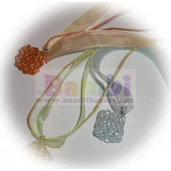 Náhrdelník Náhrdelník s přívěskem - kostička malá oranžová - 1,5×1,5cm